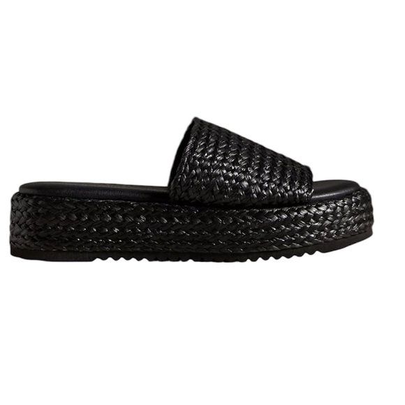 Anthropologie Matisse Montego Black Platform Slides Size 6 - Picture 6 of 8